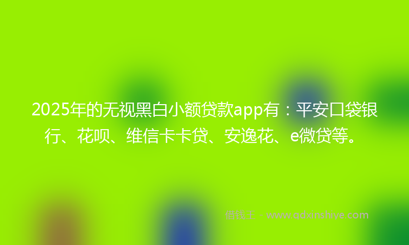 2025年的无视黑白小额贷款app有：平安口袋银行、花呗、维信卡卡贷、安逸花、e微贷等。