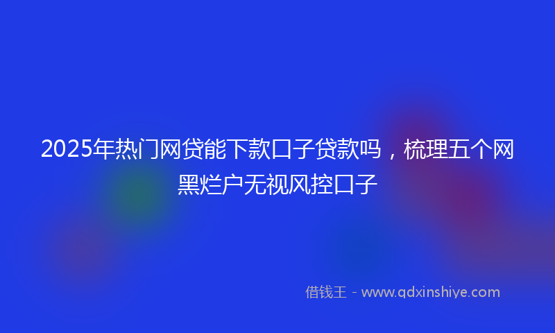 2025年热门网贷能下款口子贷款吗，梳理五个网黑烂户无视风控口子