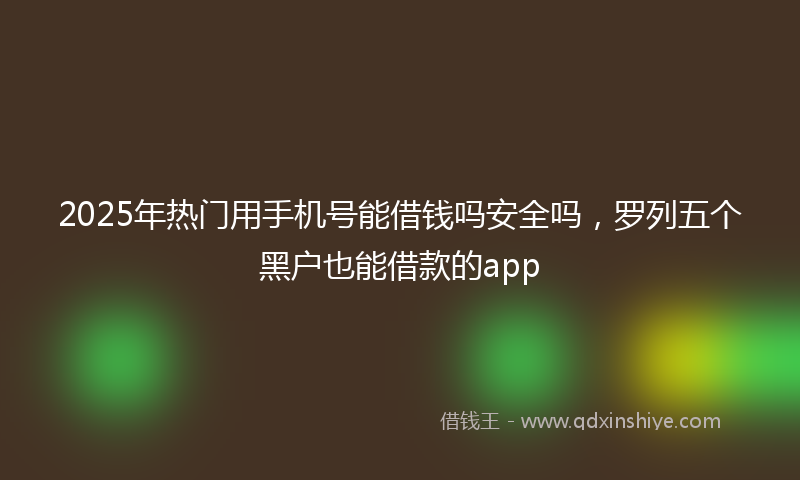 2025年热门用手机号能借钱吗安全吗，罗列五个黑户也能借款的app