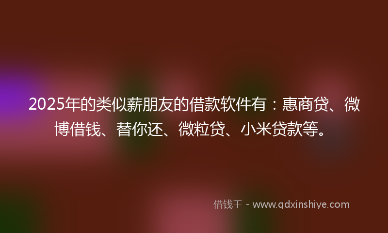 2025年的类似薪朋友的借款软件有：惠商贷、微博借钱、替你还、微粒贷、小米贷款等。