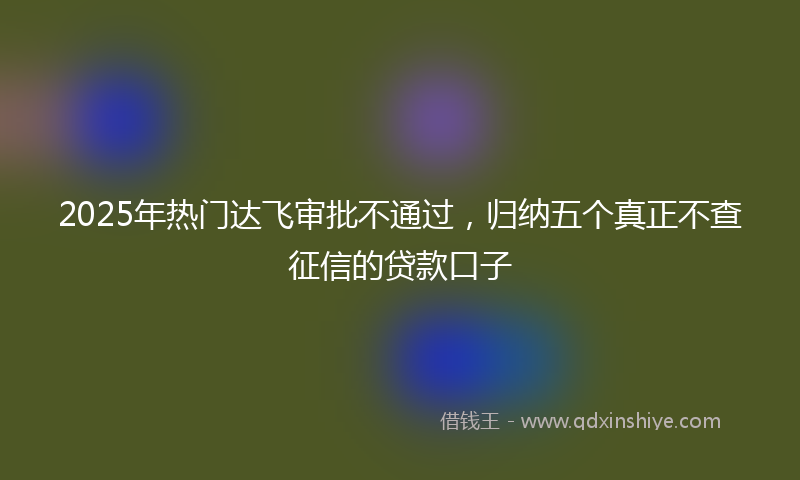 2025年热门达飞审批不通过，归纳五个真正不查征信的贷款口子