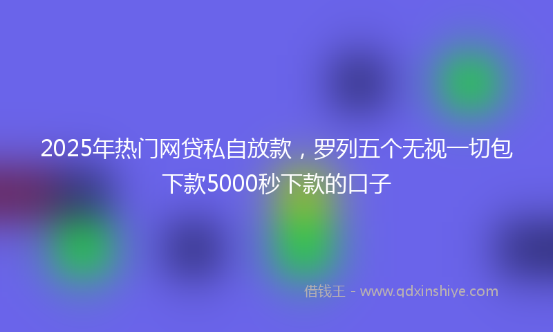 2025年热门网贷私自放款，罗列五个无视一切包下款5000秒下款的口子