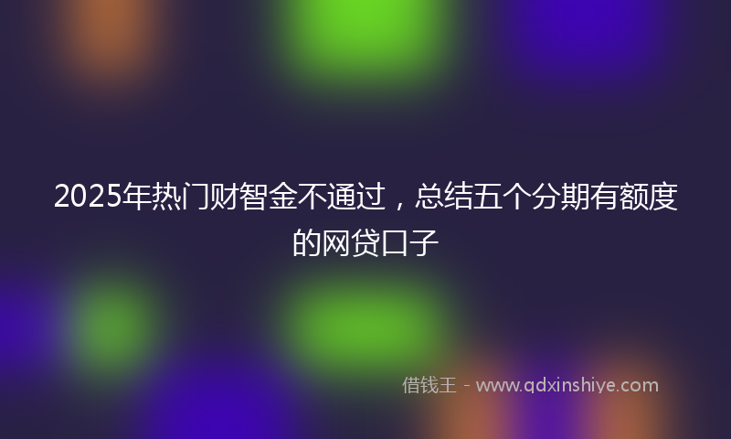 2025年热门财智金不通过，总结五个分期有额度的网贷口子