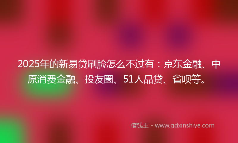 2025年的新易贷刷脸怎么不过有：京东金融、中原消费金融、投友圈、51人品贷、省呗等。