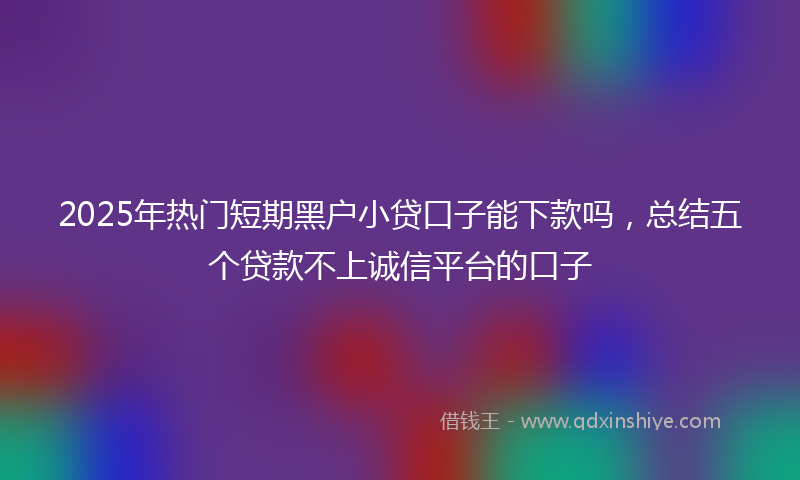 2025年热门短期黑户小贷口子能下款吗，总结五个贷款不上诚信平台的口子