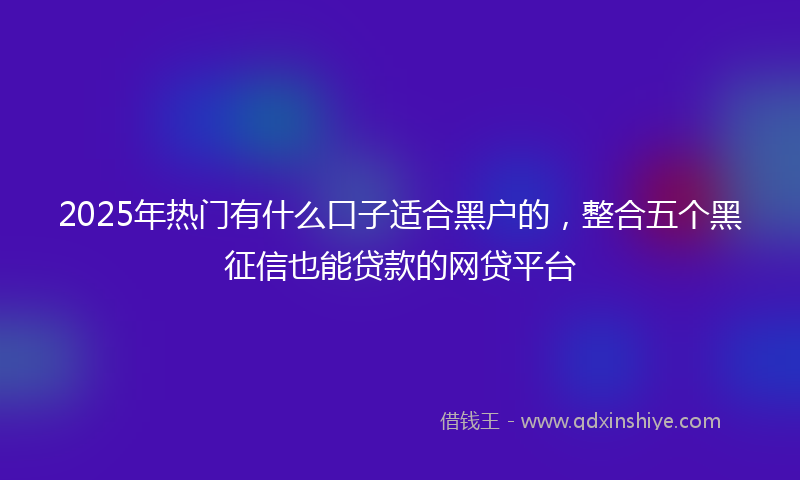 2025年热门有什么口子适合黑户的，整合五个黑征信也能贷款的网贷平台