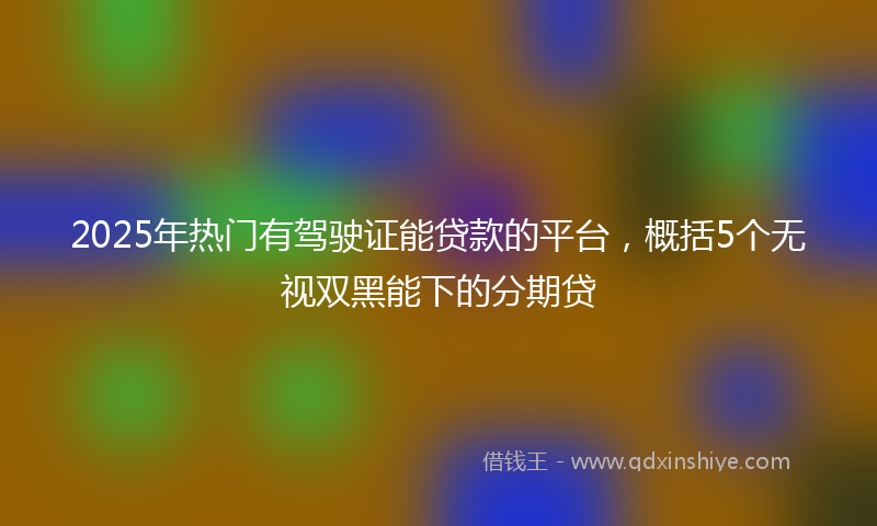 2025年热门有驾驶证能贷款的平台，概括5个无视双黑能下的分期贷