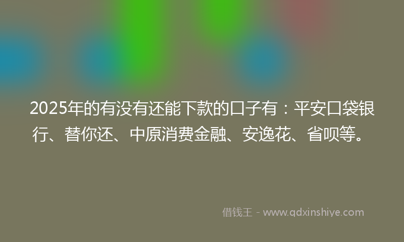 2025年的有没有还能下款的口子有：平安口袋银行、替你还、中原消费金融、安逸花、省呗等。
