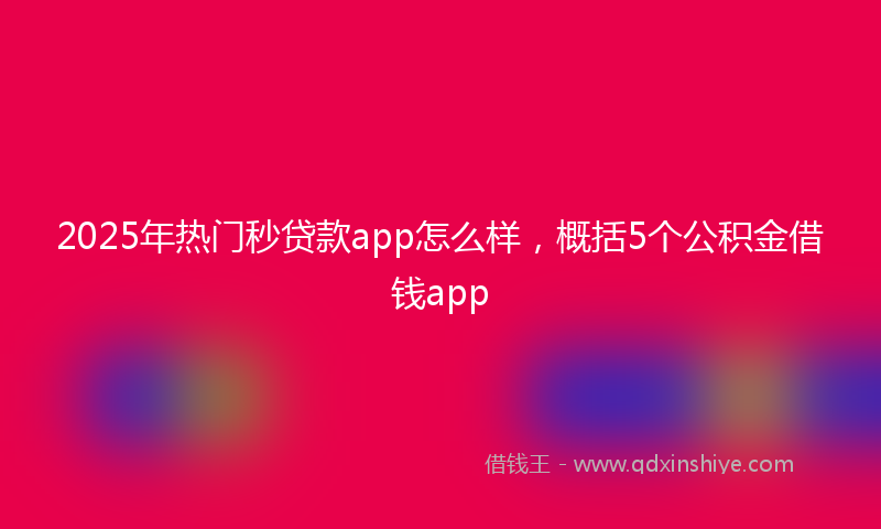 2025年热门秒贷款app怎么样，概括5个公积金借钱app