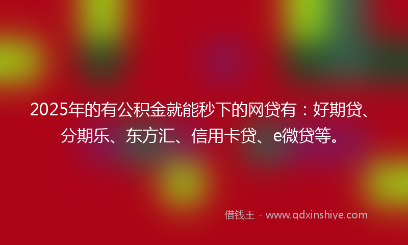 2025年的有公积金就能秒下的网贷有：好期贷、分期乐、东方汇、信用卡贷、e微贷等。