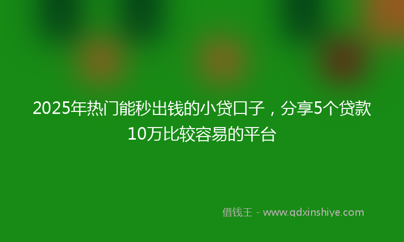2025年热门能秒出钱的小贷口子，分享5个贷款10万比较容易的平台