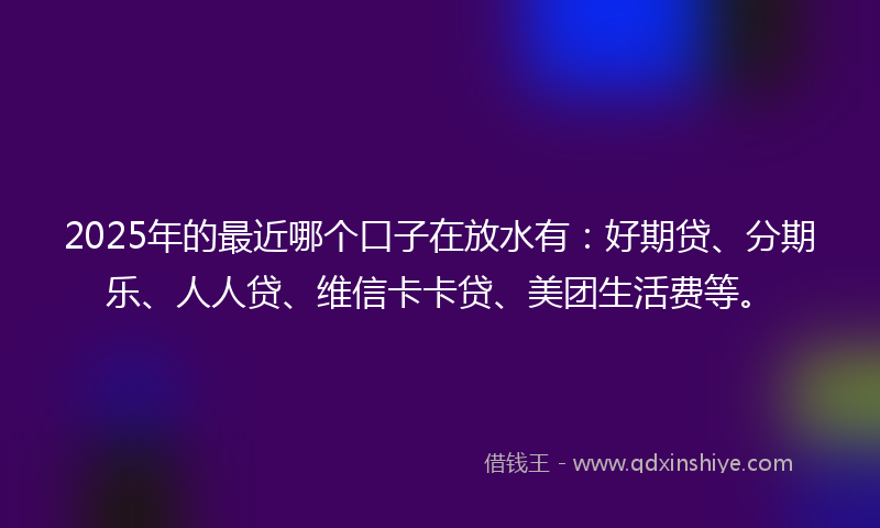 2025年的最近哪个口子在放水有：好期贷、分期乐、人人贷、维信卡卡贷、美团生活费等。