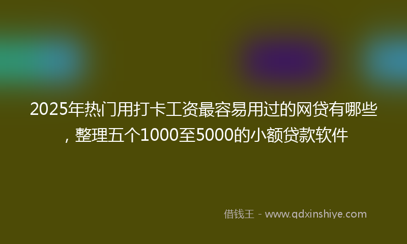 2025年热门用打卡工资最容易用过的网贷有哪些，整理五个1000至5000的小额贷款软件