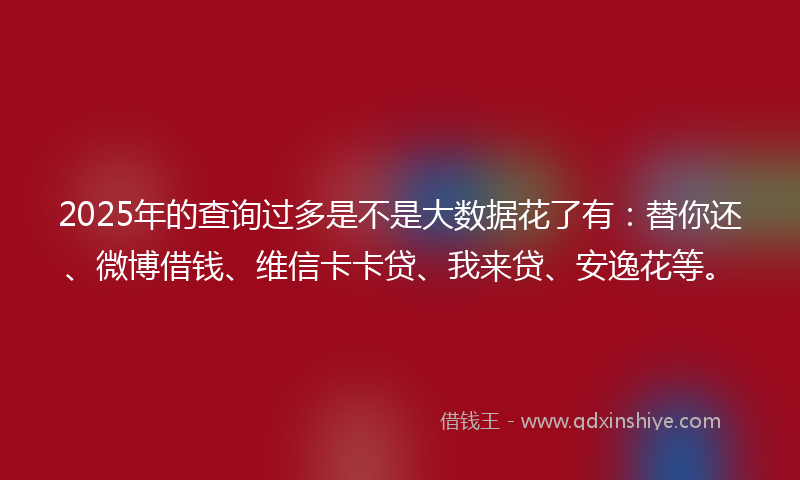 2025年的查询过多是不是大数据花了有：替你还、微博借钱、维信卡卡贷、我来贷、安逸花等。