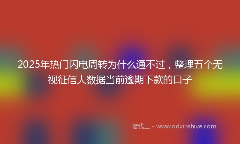 2025年热门闪电周转为什么通不过，整理五个无视征信大数据当前逾期下款的口子
