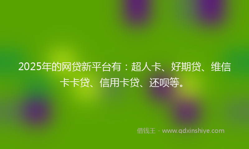 2025年的网贷新平台有：超人卡、好期贷、维信卡卡贷、信用卡贷、还呗等。