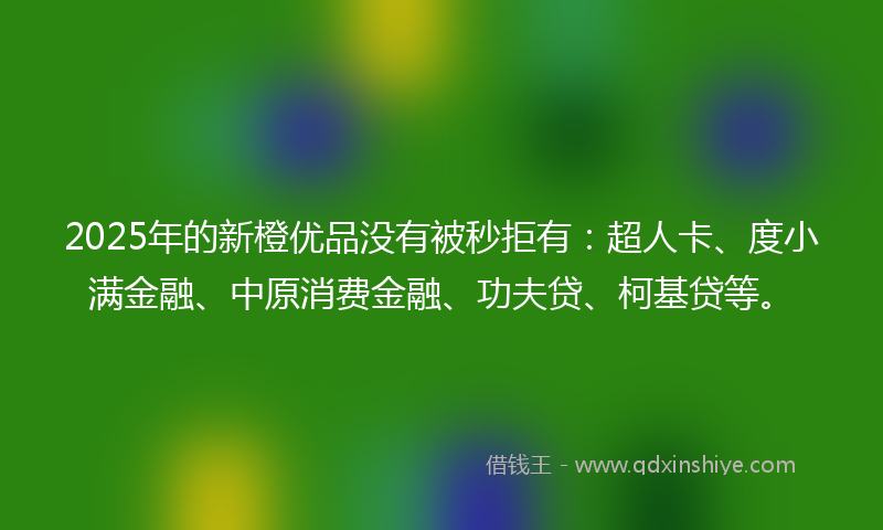 2025年的新橙优品没有被秒拒有：超人卡、度小满金融、中原消费金融、功夫贷、柯基贷等。