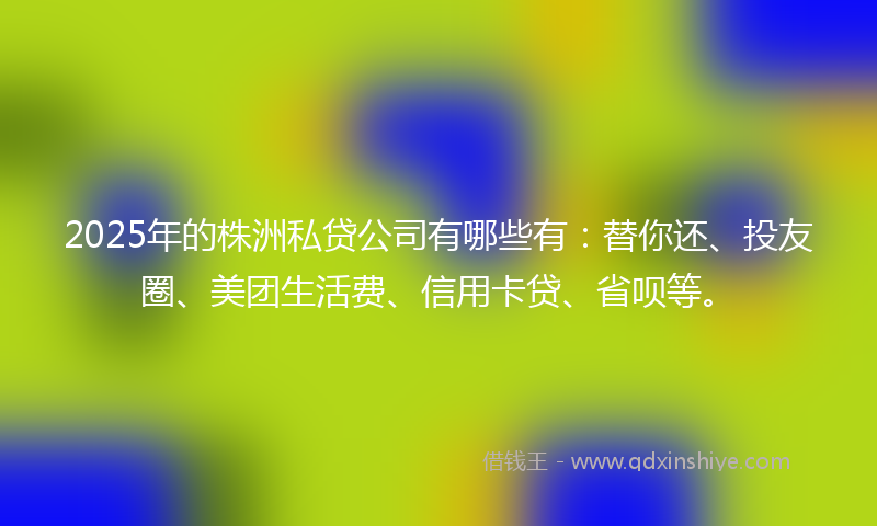 2025年的株洲私贷公司有哪些有：替你还、投友圈、美团生活费、信用卡贷、省呗等。
