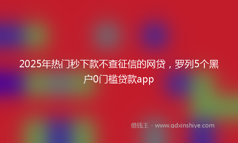 2025年热门秒下款不查征信的网贷，罗列5个黑户0门槛贷款app