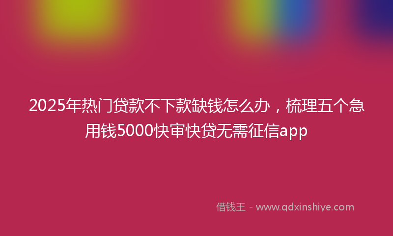 2025年热门贷款不下款缺钱怎么办，梳理五个急用钱5000快审快贷无需征信app