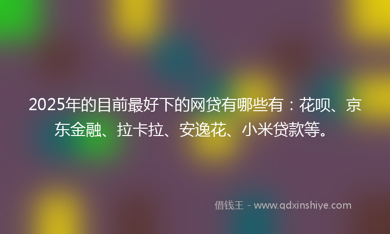 2025年的目前最好下的网贷有哪些有：花呗、京东金融、拉卡拉、安逸花、小米贷款等。