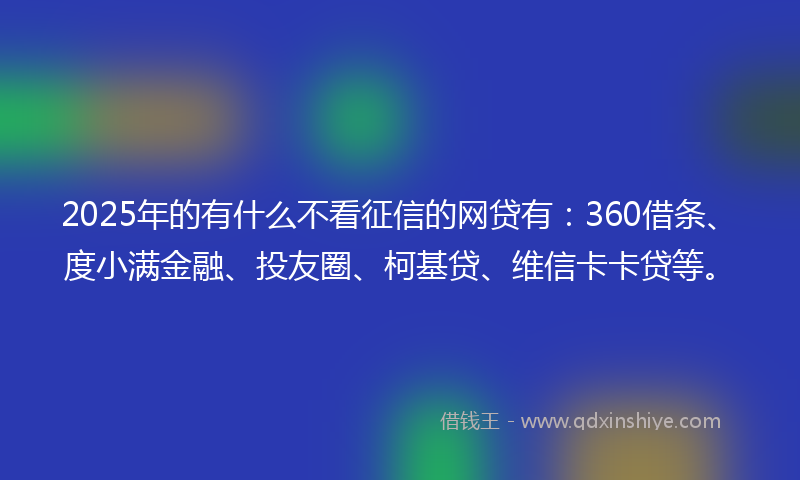2025年的有什么不看征信的网贷有：360借条、度小满金融、投友圈、柯基贷、维信卡卡贷等。