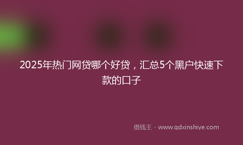 2025年热门网贷哪个好贷，汇总5个黑户快速下款的口子