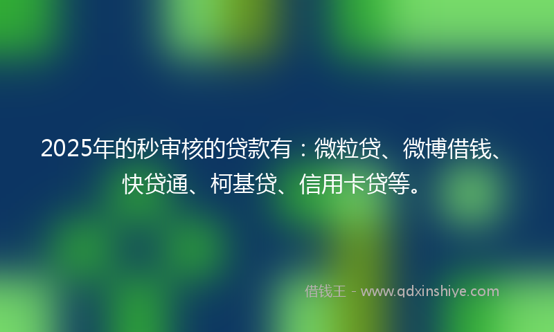 2025年的秒审核的贷款有：微粒贷、微博借钱、快贷通、柯基贷、信用卡贷等。