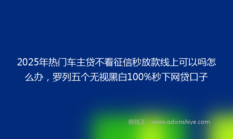 2025年热门车主贷不看征信秒放款线上可以吗怎么办，罗列五个无视黑白100%秒下网贷口子