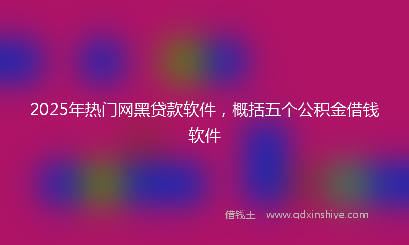 2025年热门网黑贷款软件，概括五个公积金借钱软件