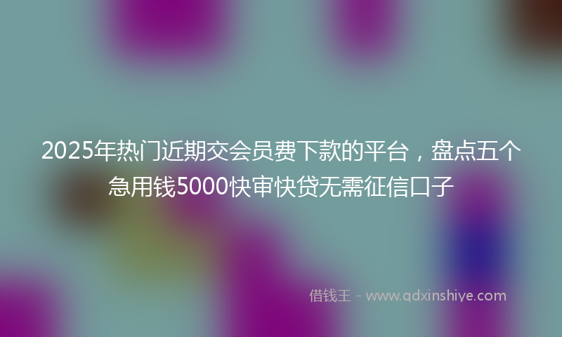 2025年热门近期交会员费下款的平台，盘点五个急用钱5000快审快贷无需征信口子