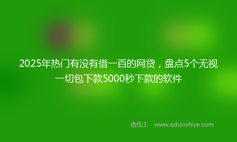 2025年热门有没有借一百的网贷，盘点5个无视一切包下款5000秒下款的软件