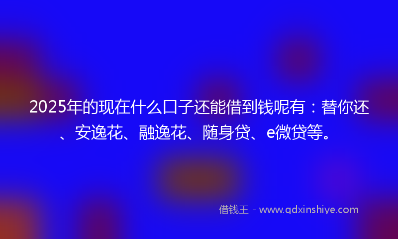 2025年的现在什么口子还能借到钱呢有：替你还、安逸花、融逸花、随身贷、e微贷等。