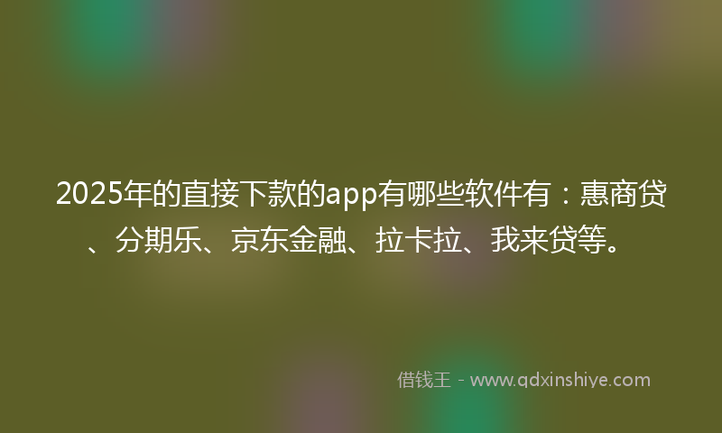 2025年的直接下款的app有哪些软件有：惠商贷、分期乐、京东金融、拉卡拉、我来贷等。
