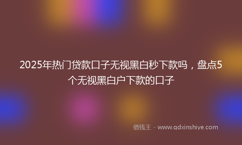 2025年热门贷款口子无视黑白秒下款吗，盘点5个无视黑白户下款的口子