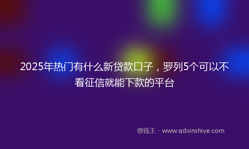 2025年热门有什么新贷款口子，罗列5个可以不看征信就能下款的平台