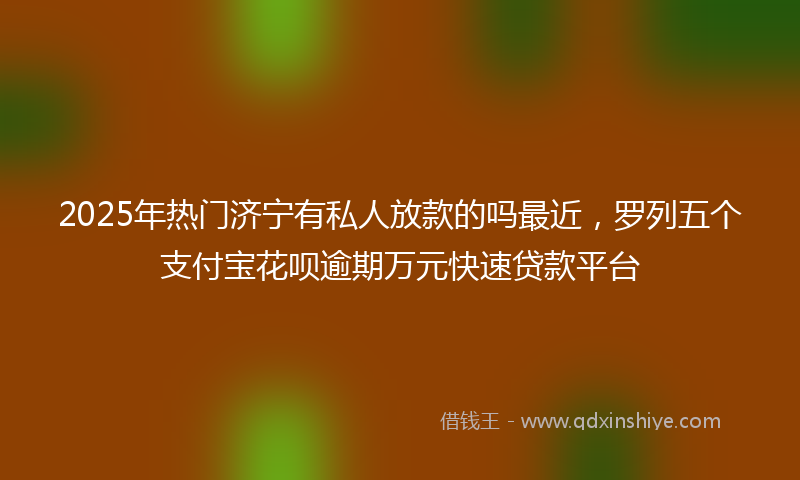 2025年热门济宁有私人放款的吗最近，罗列五个支付宝花呗逾期万元快速贷款平台