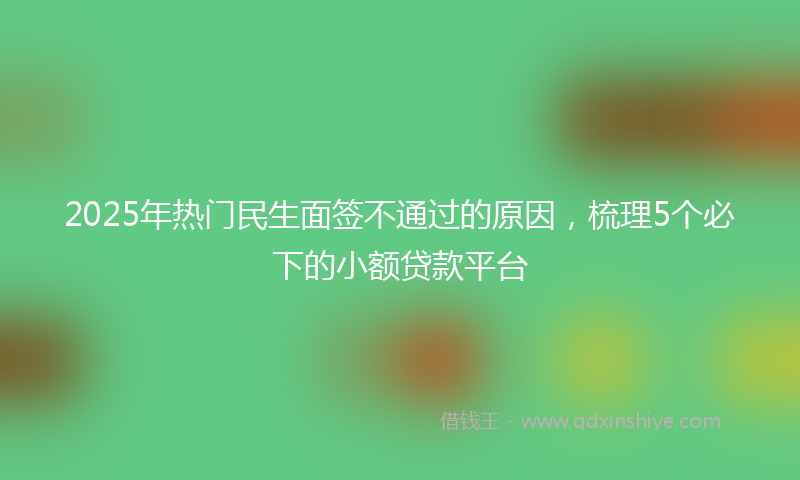 2025年热门民生面签不通过的原因，梳理5个必下的小额贷款平台