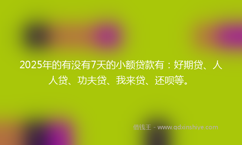 2025年的有没有7天的小额贷款有：好期贷、人人贷、功夫贷、我来贷、还呗等。