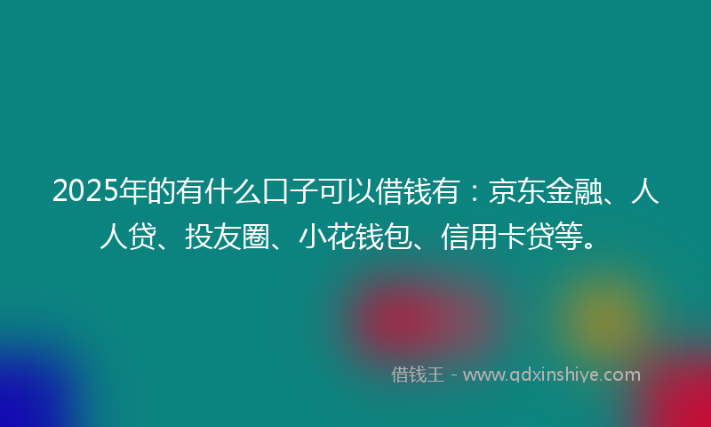 2025年的有什么口子可以借钱有：京东金融、人人贷、投友圈、小花钱包、信用卡贷等。