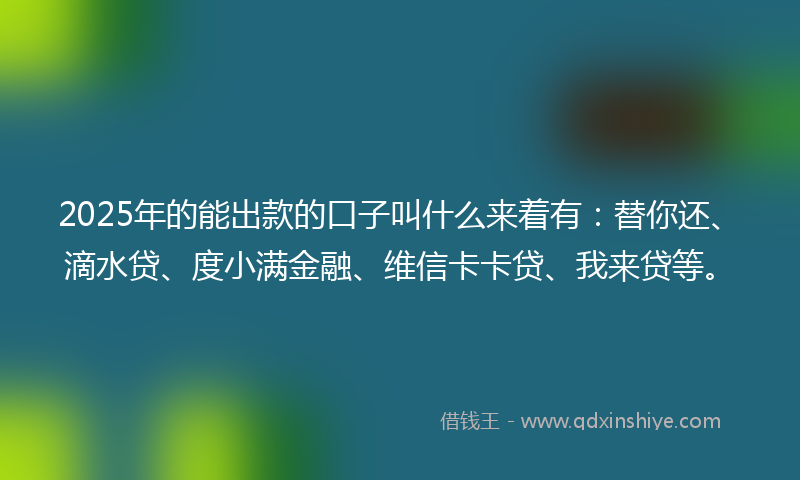 2025年的能出款的口子叫什么来着有：替你还、滴水贷、度小满金融、维信卡卡贷、我来贷等。