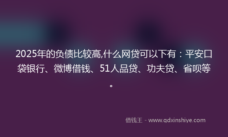 2025年的负债比较高,什么网贷可以下有：平安口袋银行、微博借钱、51人品贷、功夫贷、省呗等。