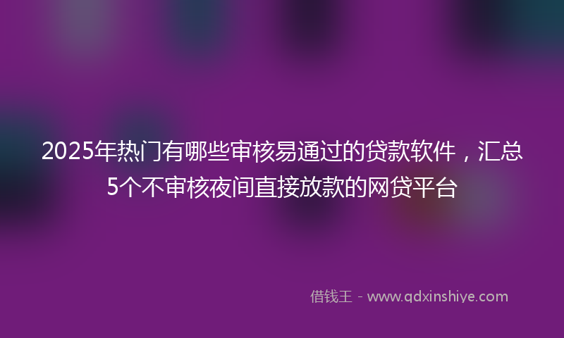 2025年热门有哪些审核易通过的贷款软件，汇总5个不审核夜间直接放款的网贷平台