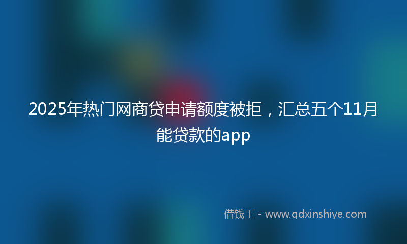 2025年热门网商贷申请额度被拒，汇总五个11月能贷款的app