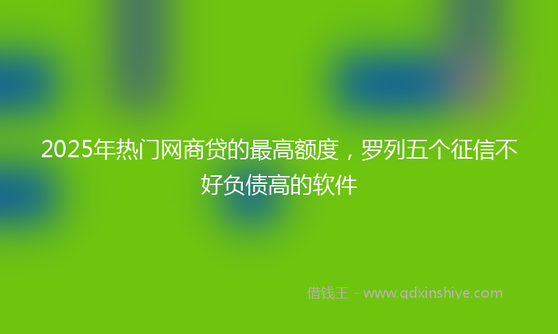 2025年热门网商贷的最高额度，罗列五个征信不好负债高的软件
