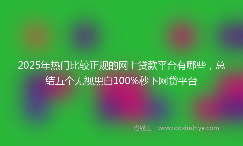 2025年热门比较正规的网上贷款平台有哪些，总结五个无视黑白100%秒下网贷平台
