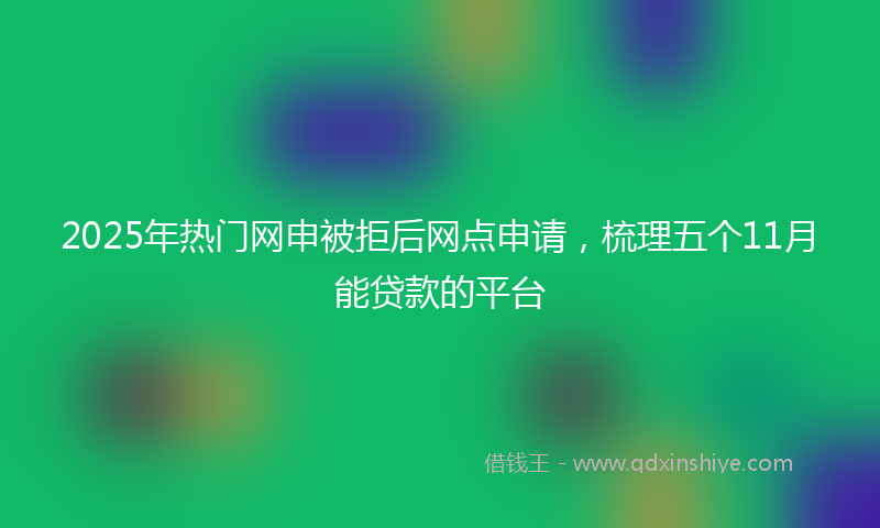 2025年热门网申被拒后网点申请，梳理五个11月能贷款的平台