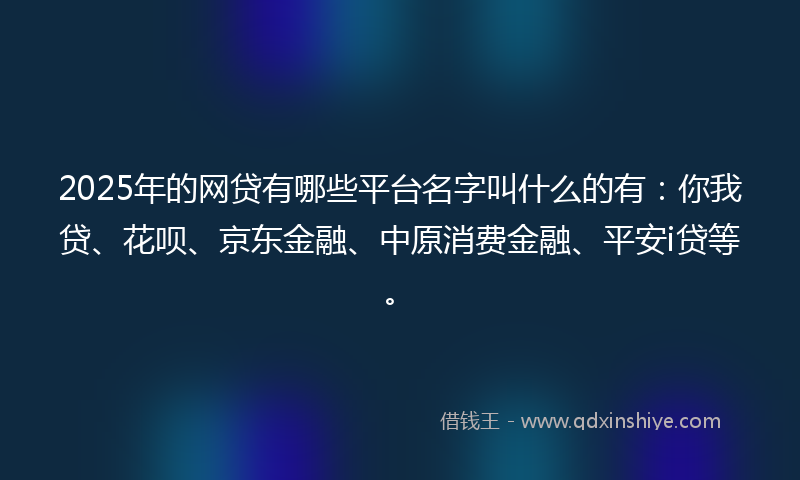 2025年的网贷有哪些平台名字叫什么的有：你我贷、花呗、京东金融、中原消费金融、平安i贷等。