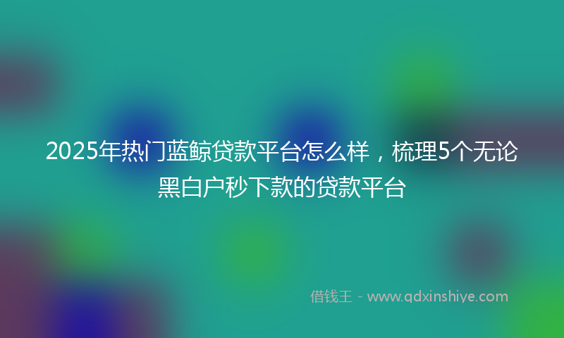 2025年热门蓝鲸贷款平台怎么样，梳理5个无论黑白户秒下款的贷款平台