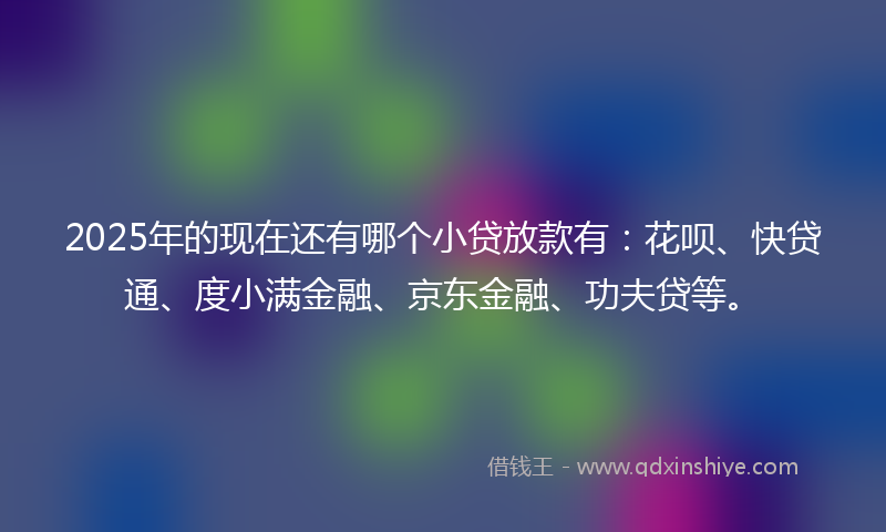 2025年的现在还有哪个小贷放款有：花呗、快贷通、度小满金融、京东金融、功夫贷等。